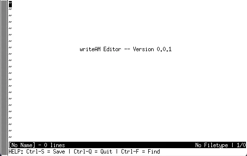 Screenshot of the writeAM text editor project